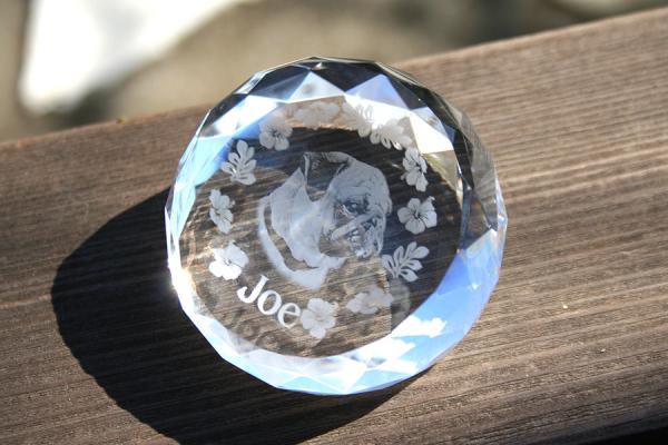 YDE010 ペーパーウェイト ダイヤカット 2D加工ペット位牌