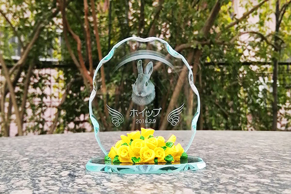 YOB083  FLミニ楯 オーバルクリア　2D加工ペット位牌